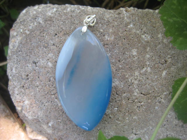 Blue Agate Pendant(sterling silver)  4034